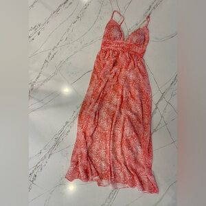 Moda International Pink Floral Maxi Dress Spaghetti Strap Boho NWOT M